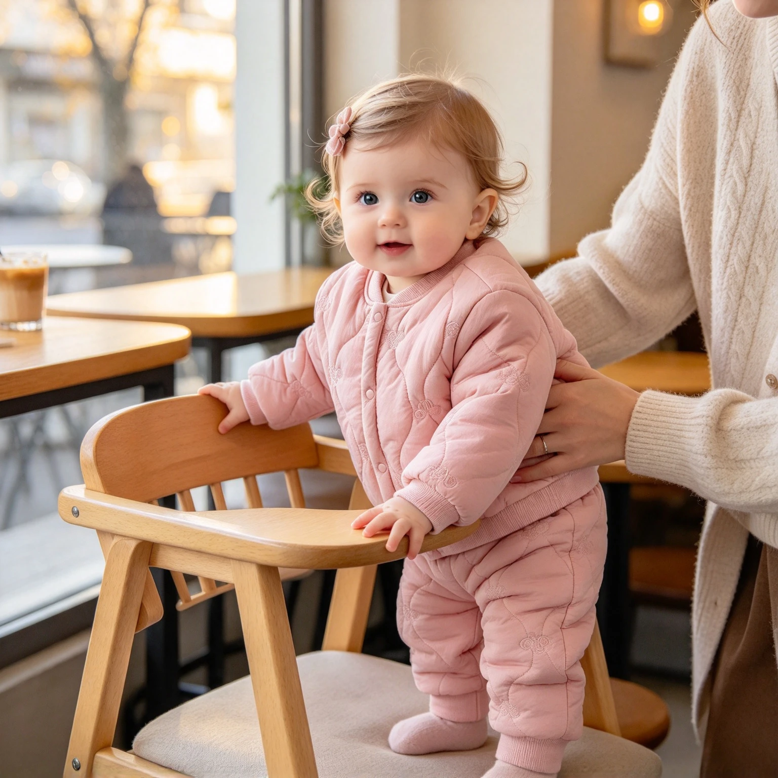 Infant Baby Quilted Cotton Suit 2Pcs Toddler Girls Embroidery Warm Jacket Pants Set Winter Newborn Outfit