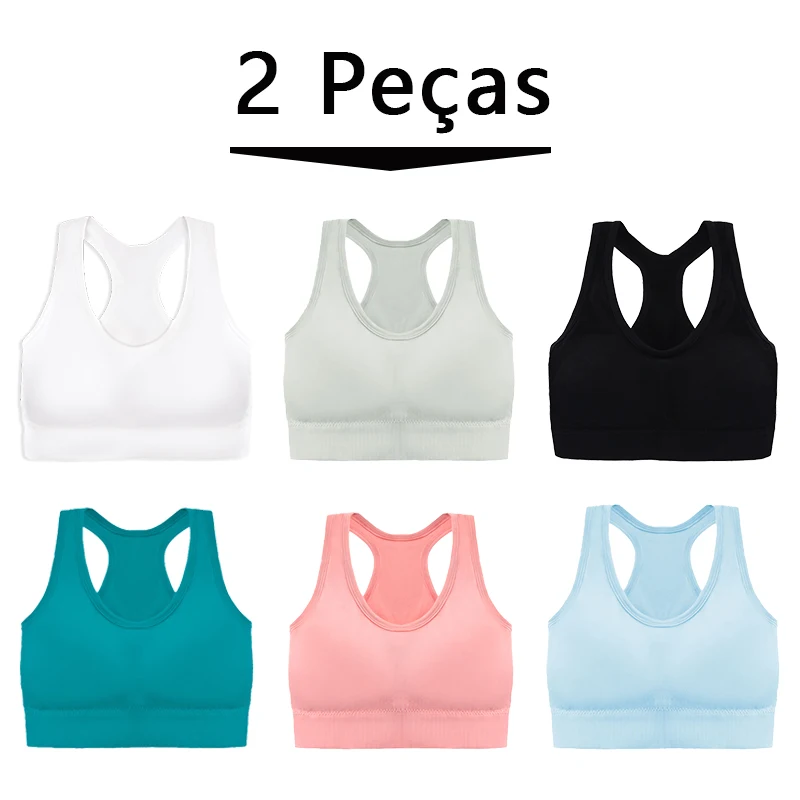 2 Pieces Seamless Sports Bra, Running Yoga Academy, Breathable Push Up Women's Short Shockproof Top