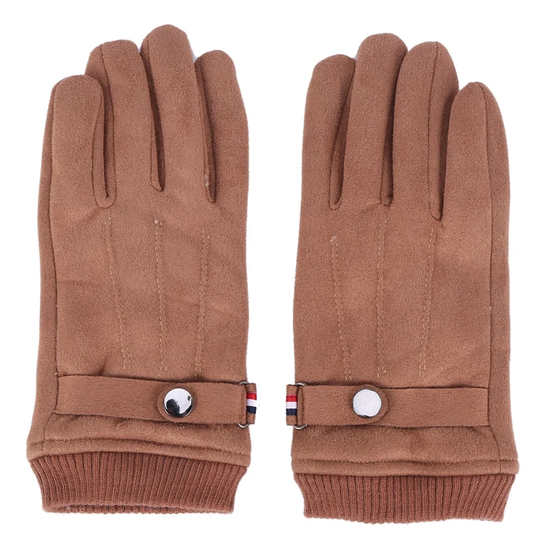 

Winter Gloves Suede Warm Split Finger Gloves Outdoor Sport Driving Buckle Design Male Press Screen Mittens