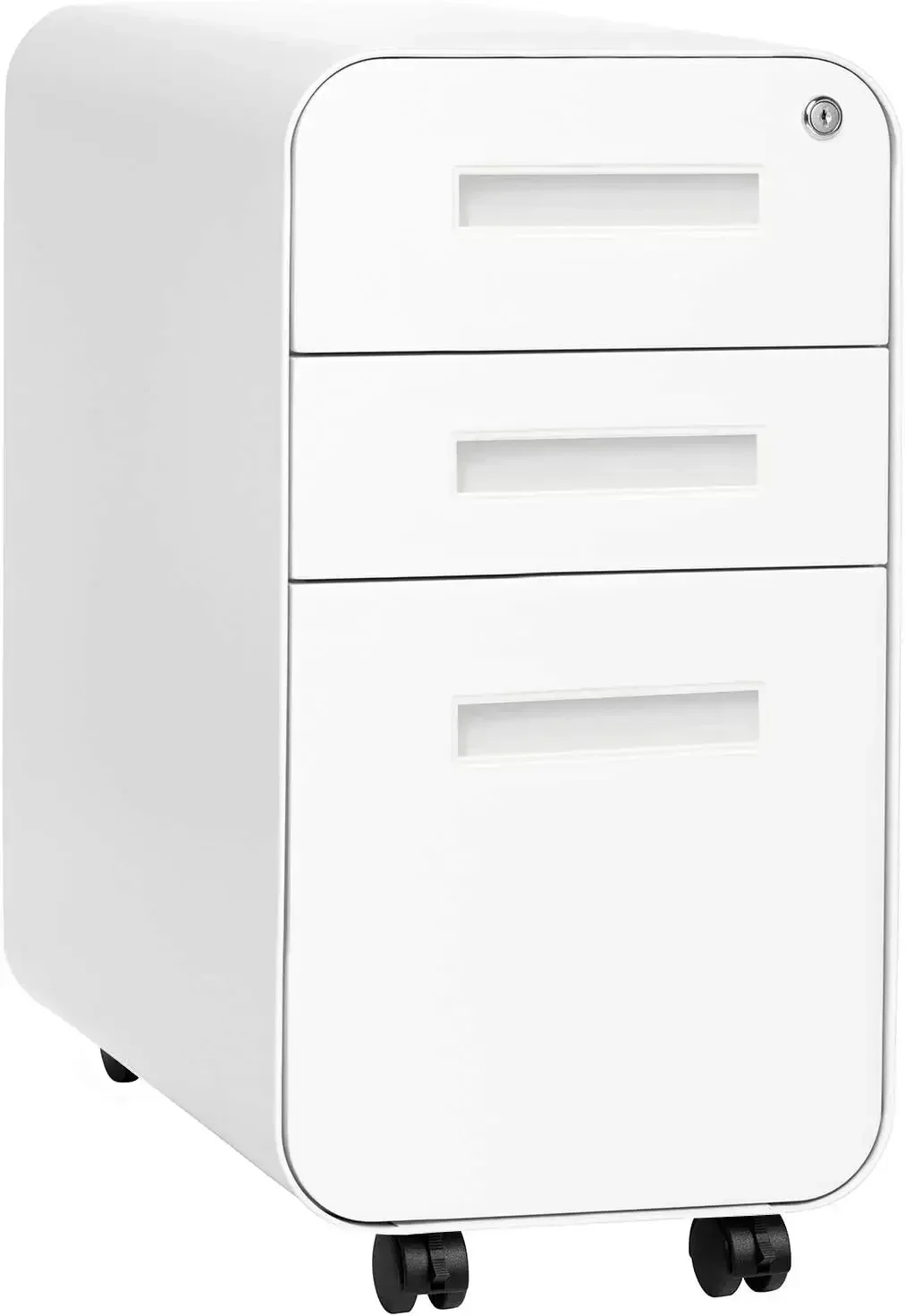 

Stockpile Slim 3-Drawer Mobile File Cabinet with Lock - Under Desk Metal Filing Cabinet, Legal/Letter File Folders, Wheels and S