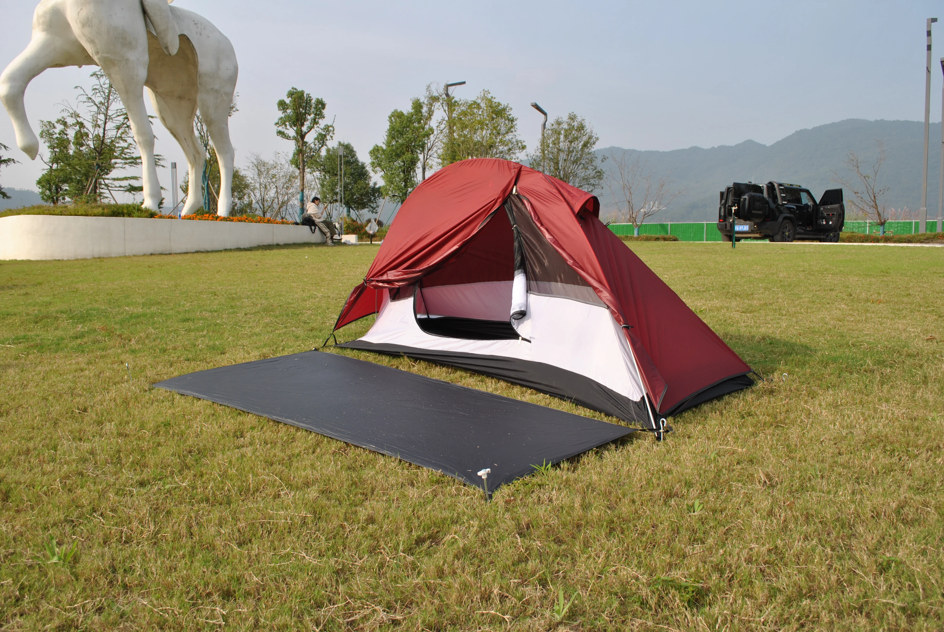 

PU4000 Ripstop 210T Polyester Backpacking Tent come with Aluminum Pegs,Reflective Rope&Carry Bag, 1 Person Camping outdoor Tent