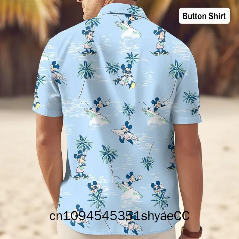 Mickey Mouse Surfing Hawaiian Shirt, Disney Mickey Button Shirt, , Disneyland Aloha Hawaii Shirt,Disneyworld Tropica