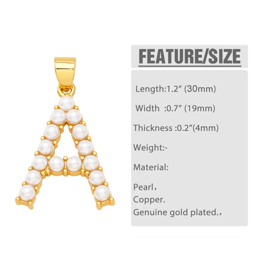 OCESRIO Big Pearl Letter Necklace Pendant Copper Gold Plated Initial  Alphabet Jewelry Making Supplies Wholesale pdta945
