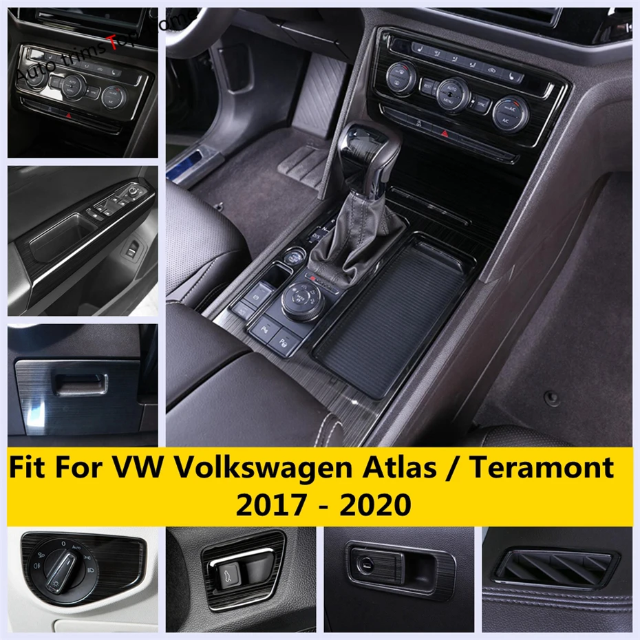 

For VW Volkswagen Atlas / Teramont 2017 -2020 Glove Box Gear Panel Head Light Window Lift Cover Trim Stainless Steel Accessories