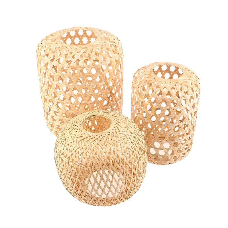 Lamp Shade Light Cover Rattan Lampshade Ceiling Pendant Wicker Bamboo Woven Chandelier Shades Bulb Floor Table Cage Lampshades