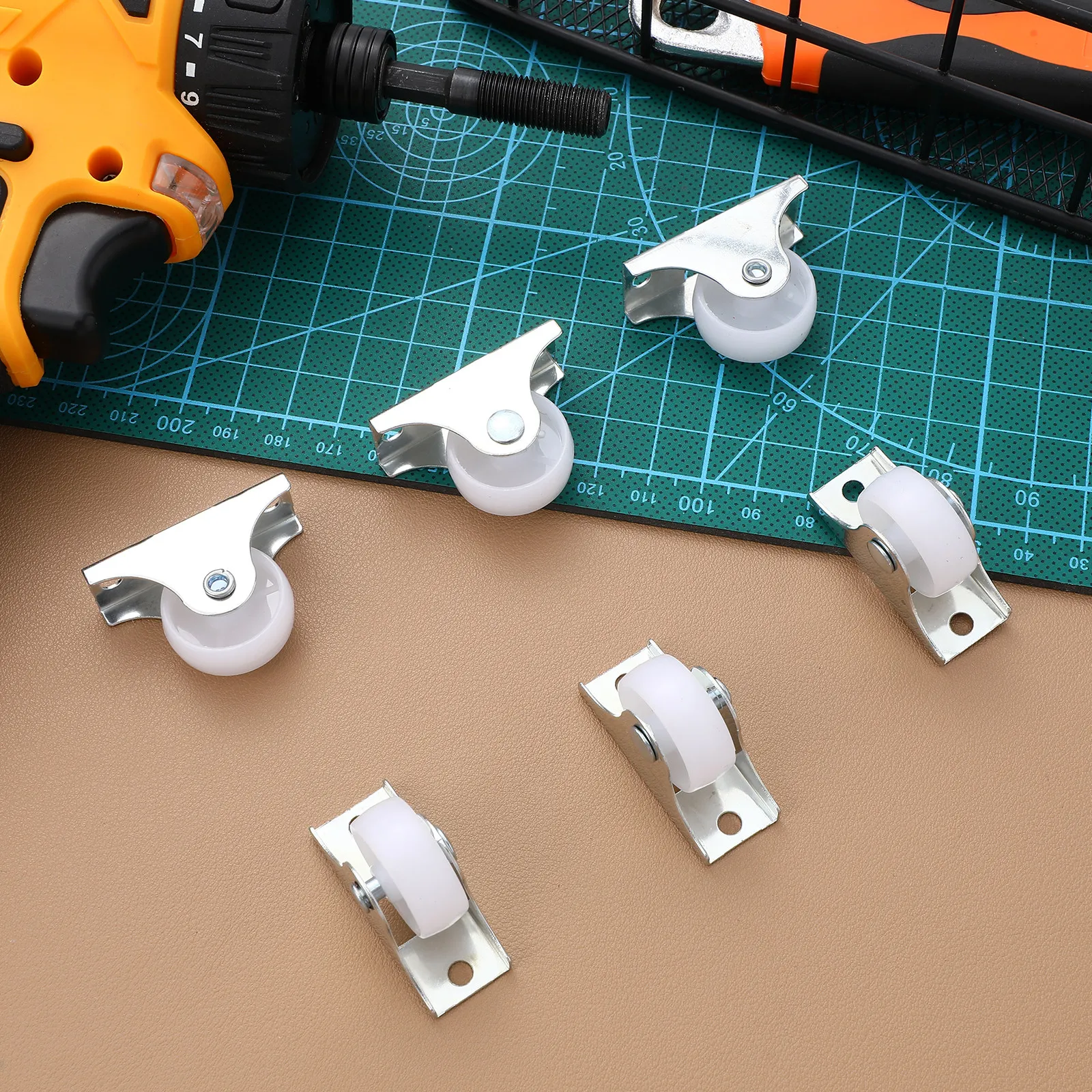 16Pcs Environmental Friendly Caster Wheels with Metal Plate Strong Wear Resistant for Furniture Drawer Cabinets Storage Boxes