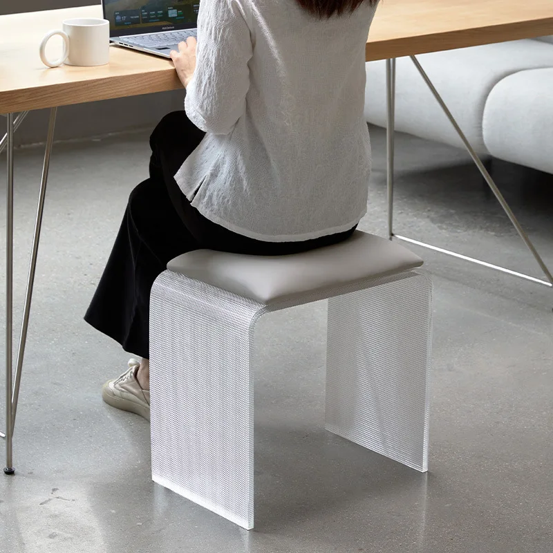 Light Luxury Cream Style Solid Wood Living Room Chair Simple Indoor Dining Coffee Table Shoe Changing Dressing Stool For Small