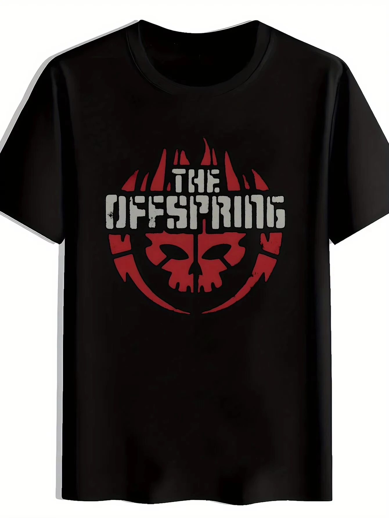 

Summer clothes Men's Retro Rock Band Pattern T-Shirt THE OFFSPRING Skull Logo Black Short Sleeve Crew Neck Casual Men's Clothing