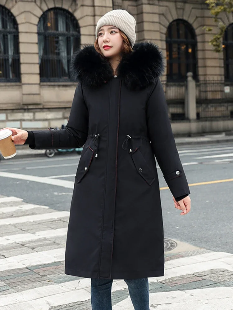 

Winter Jackets for Women 2024 Mid Length Knee New in Detachable Oversized Korean Fashion Thick Cotton Women's Cotton Coats