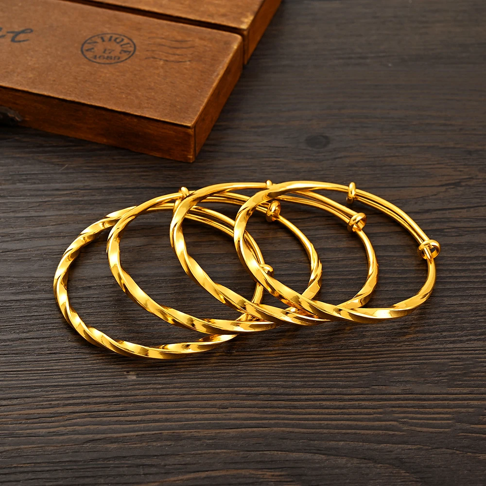 Gold Color Wedding Jewelry Adjustable Size Bangles Ethiopian Dubai Bracelets Women Birthday Paty Gifts