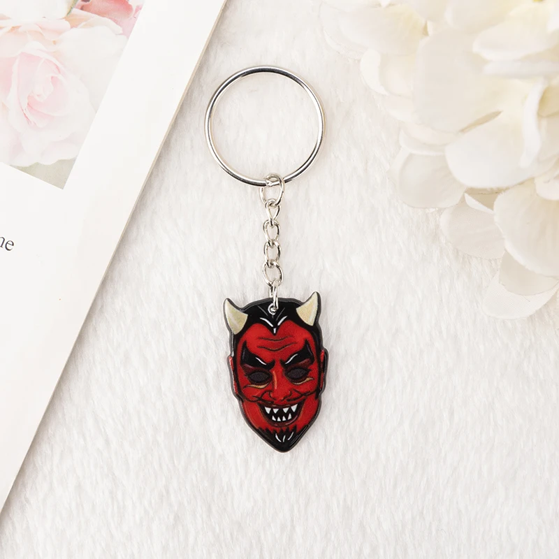 할로윈 키 체인 피 묻은 악마 마법의 매력 OUIJA 검은 고양이 아크릴 거울 열쇠 고리 핸드백 소름 끼치는 보석 매력, 1 개  Best5