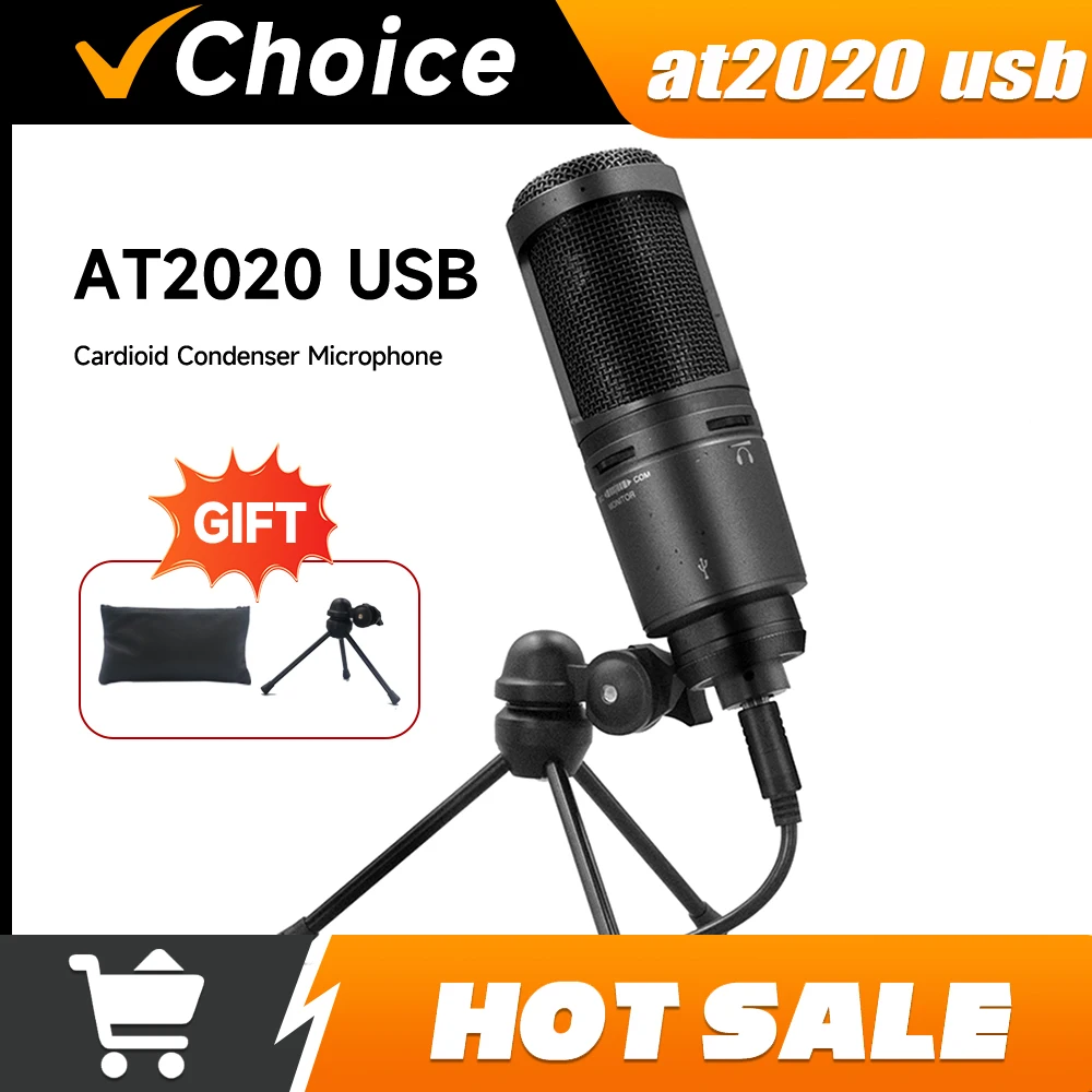 

Limited Offer Professional AT2020 USB+ Cardioid Condenser Microphone Ideal For Podcasting And Home Studio Recording