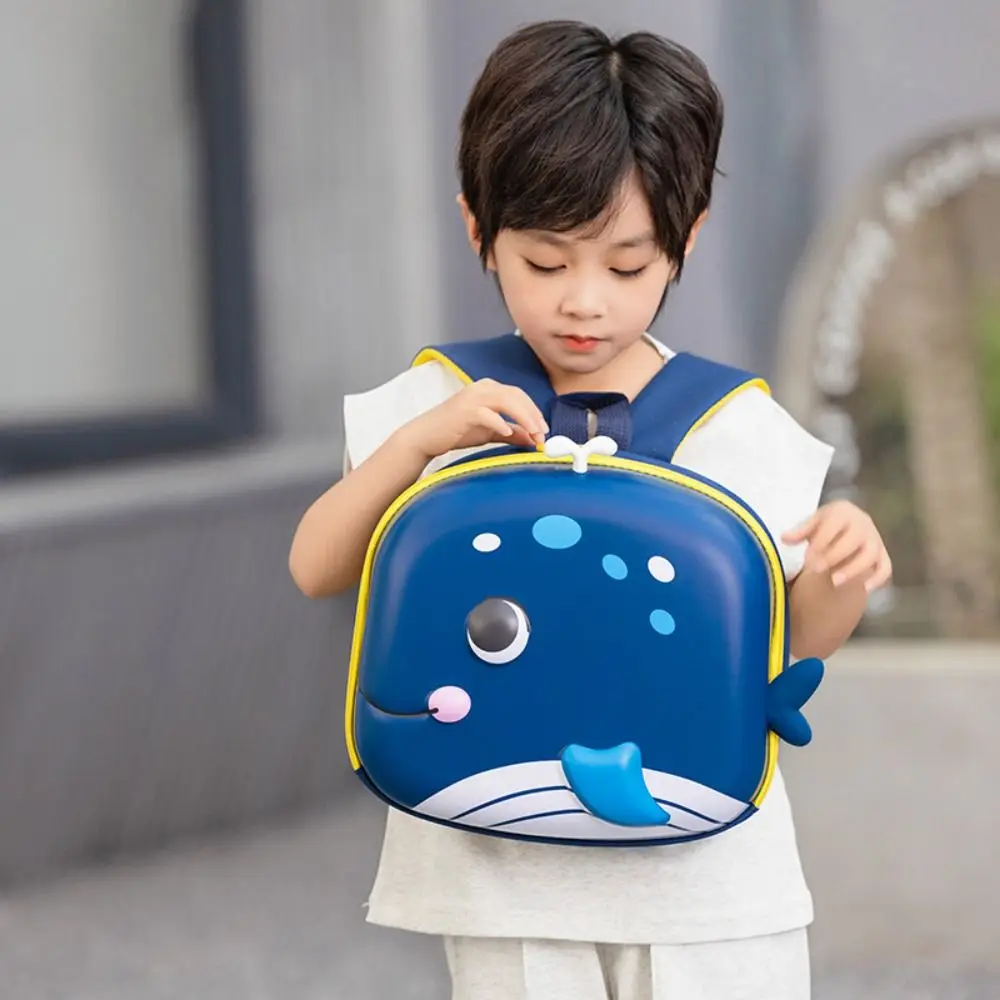 Sacs d'école de dessin animé pour enfants, animaux 3D, sacs à dos décontractés pour enfants, baleine, sangle initiée réglable, coquille OligHard