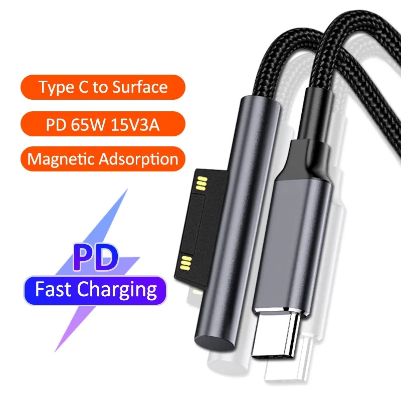 65W 15V 3A USB C Power Supply Charger Adapter for Microsoft Surface Pro X 8 7 6 5 4 3 Type C PD Tablet Fast Charging Plug