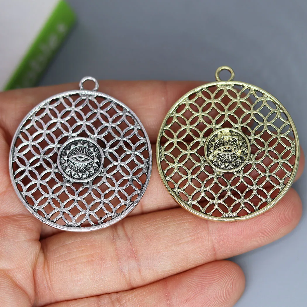 3Pcs/lot Flower Of Life Evil Eyes Necklace Charm Pendant For DIY Necklace Earrings Handmade Jewelry Making