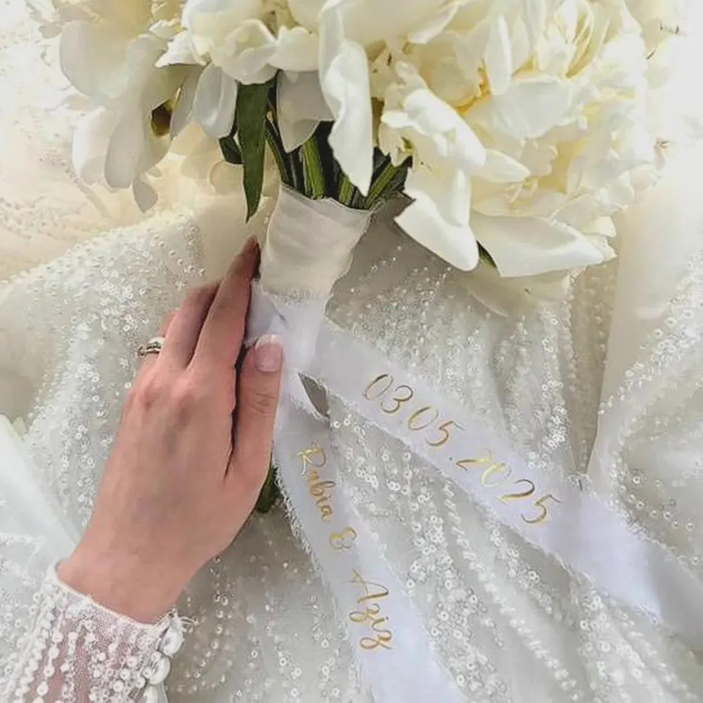 شخصية مخصصة باقة الزفاف الشريط هامش حفل الزواج ، رائعة لتغليف الهدايا ، ديكور الزفاف ، دش الزفاف