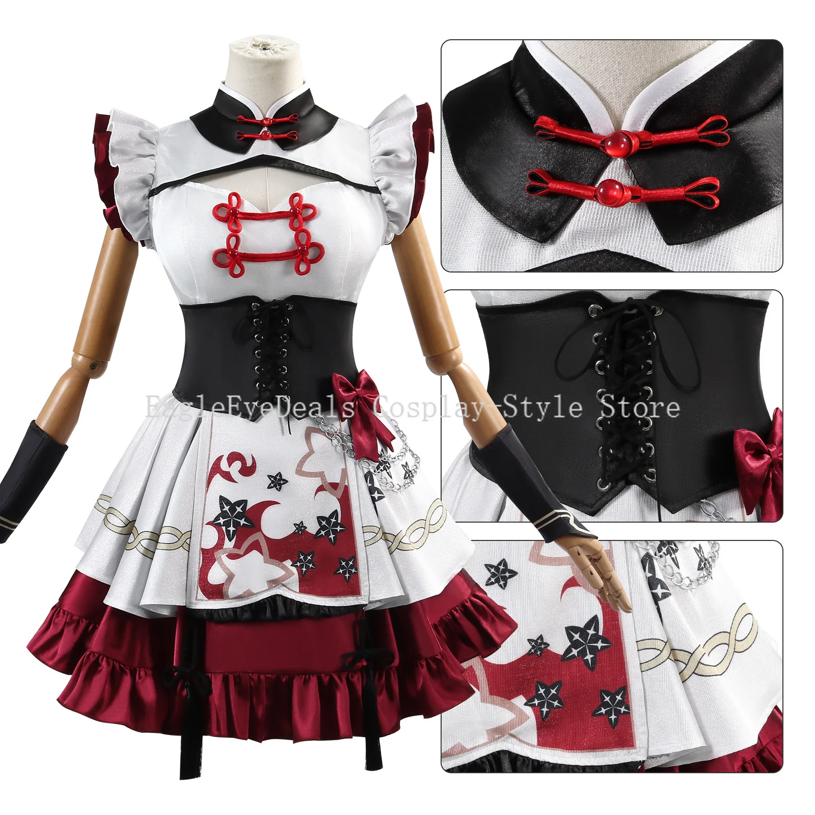 Wuthering Waves Camellya Chun Cosplay Costume Complete Set  Halloween Party Joyous occasion Wig Stockings Chinese style Outfit