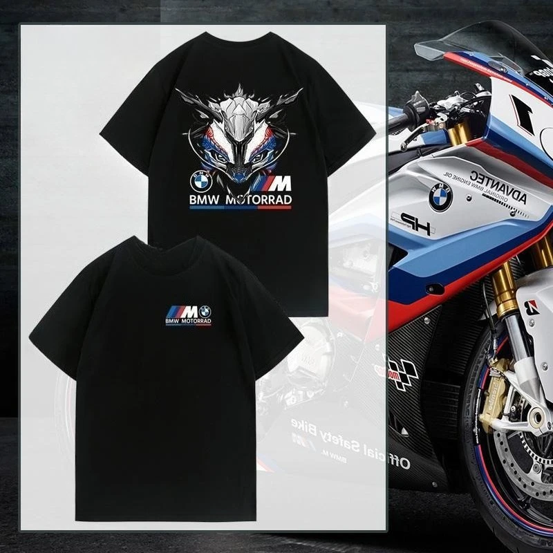 BMW M motocicleta S1000RR traje de carreras BMW periférico personalizado manga corta verano algodón camiseta para hombre versátil