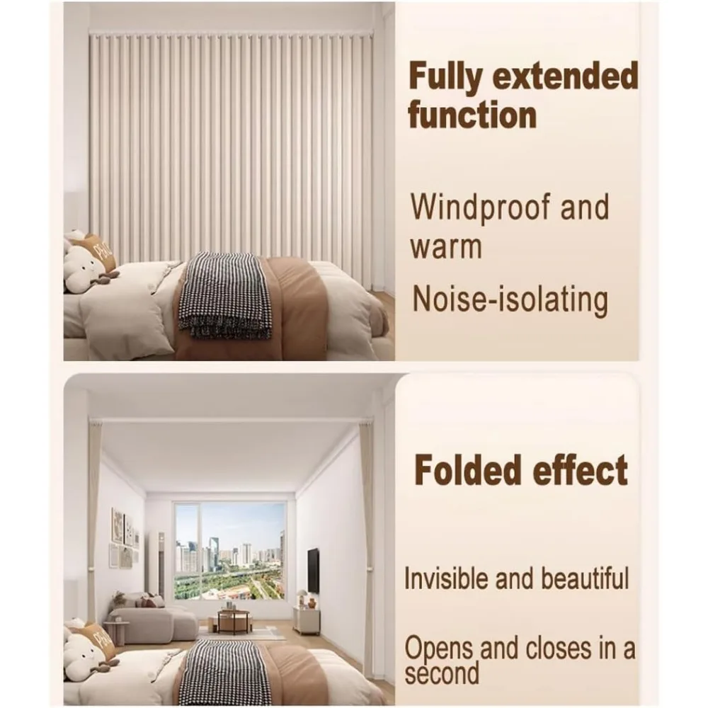 Zasłony harmonijkowe zaciemniające, magnetyczne przegrody do drzwi do sypialni, szaf i przestrzeni wewnętrznych