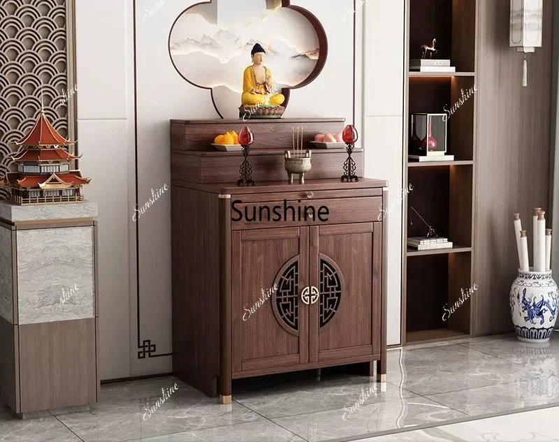 New Chinese-style solid wood home living room Buddhist niche modern tribute table three-layer stepped table T*