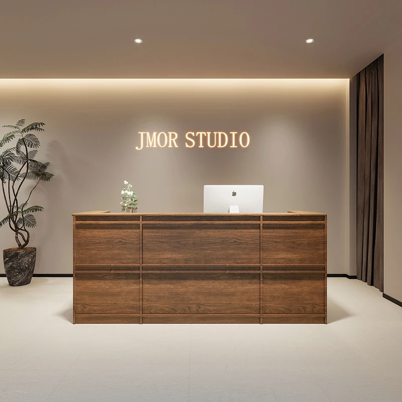 

Case Card Reception Desk Box Wooden Shelf Showcase Service Reception Desk Bench Recepcion Mostrador Beauty Furniture