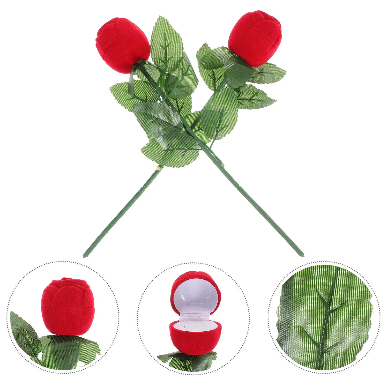 

2 шт., коробка для колец в форме розы, дышащая ткань, реалистичный дизайн розы, предложение, чехол для хранения свадебных украшений, подарок