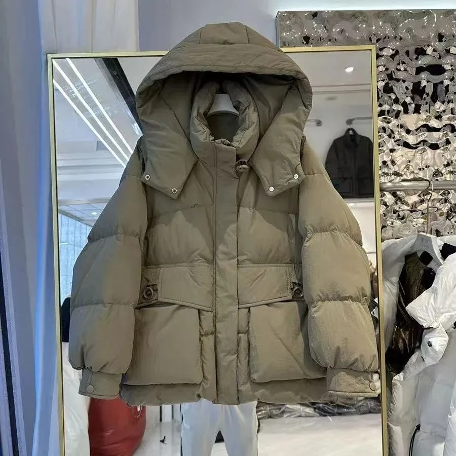 

Высококачественная пуховая хлопковая куртка, женская новинка 2025 года, зимние парки с капюшоном, женское свободное теплое повседневное пальто с хлопковой подкладкой, женское пальто