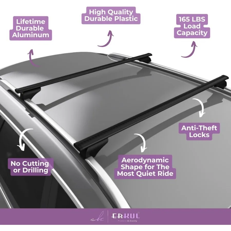Поперечины багажника на крышу ERKUL для Hyundai Santa Fe 2024-2026, прочные алюминиевые поперечины с системой противоугонных замков для крыши Ca