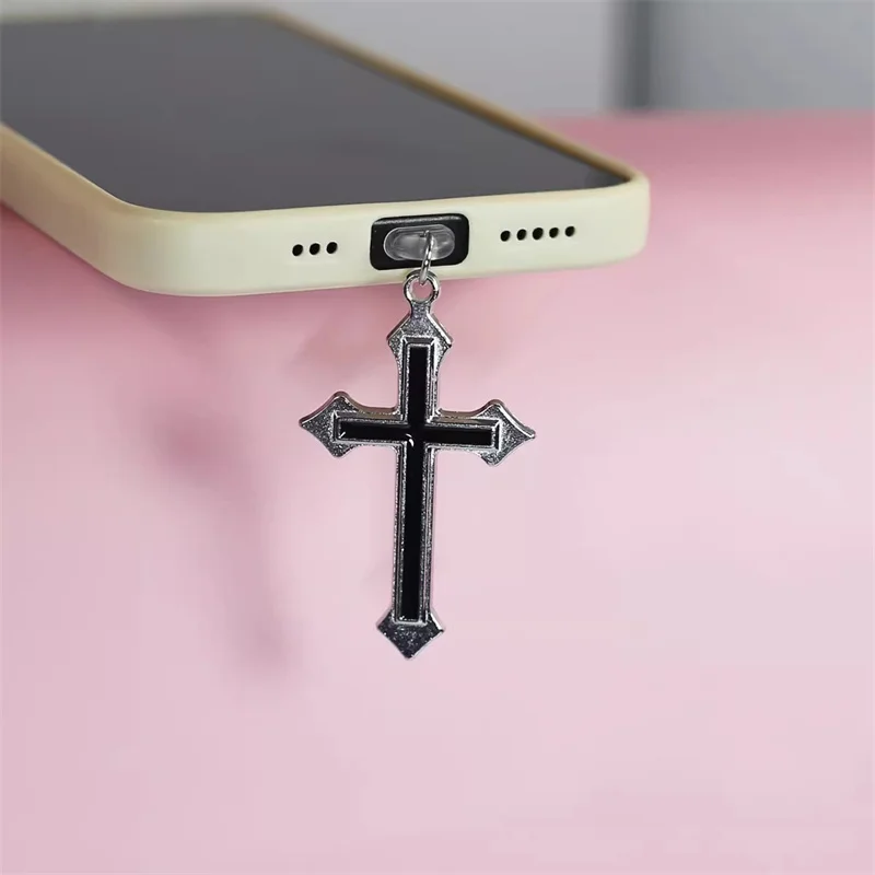 Alloy Cross Mobile Phone Anti-Dust Plug For iPhone Samsung Huawei Type C Android Charging Port Protectors Dustplugs Accessories view 3