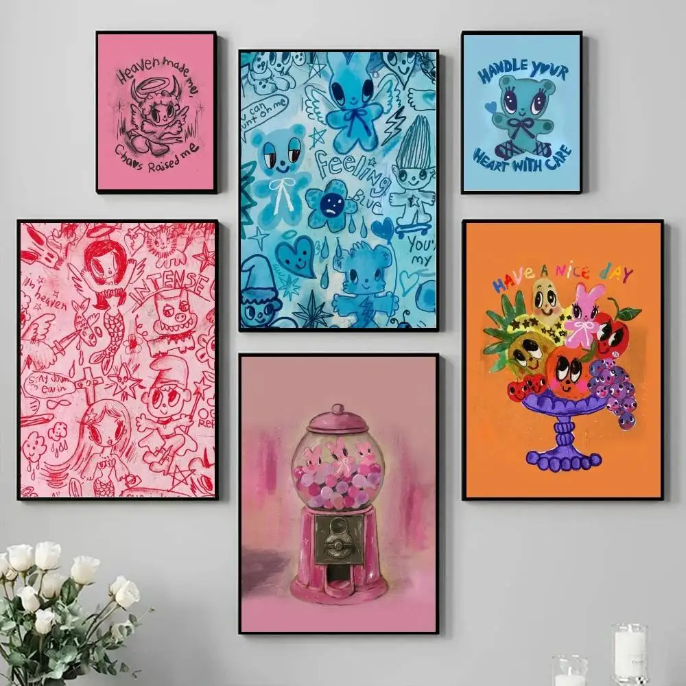 Little Elf  Poster Self-adhesive Art Waterproof Paper Sticker Coffee House Bar Room Wall Decor