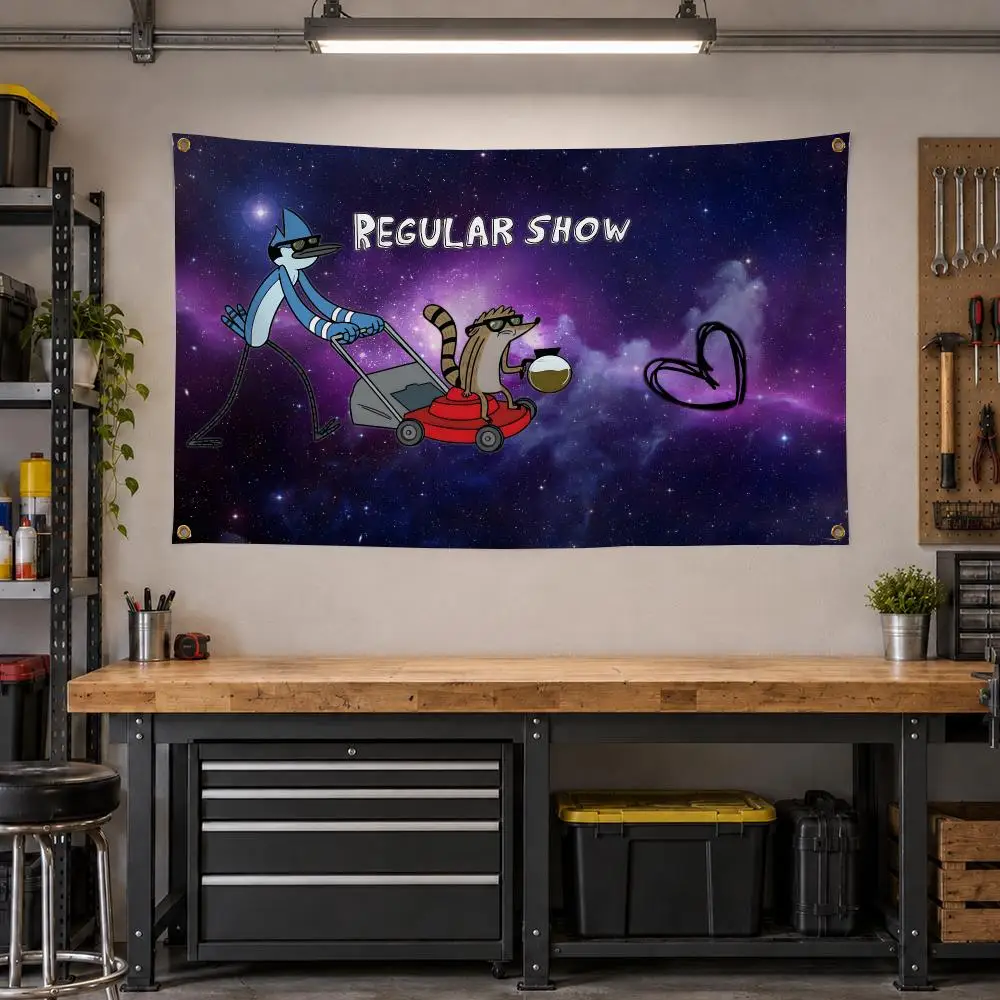 Cartoon Regular Show Retro Comedy Flags Personalized Banner Flag Room Dorm Camping Picnic Garage Bar Outdoor Wall Decor