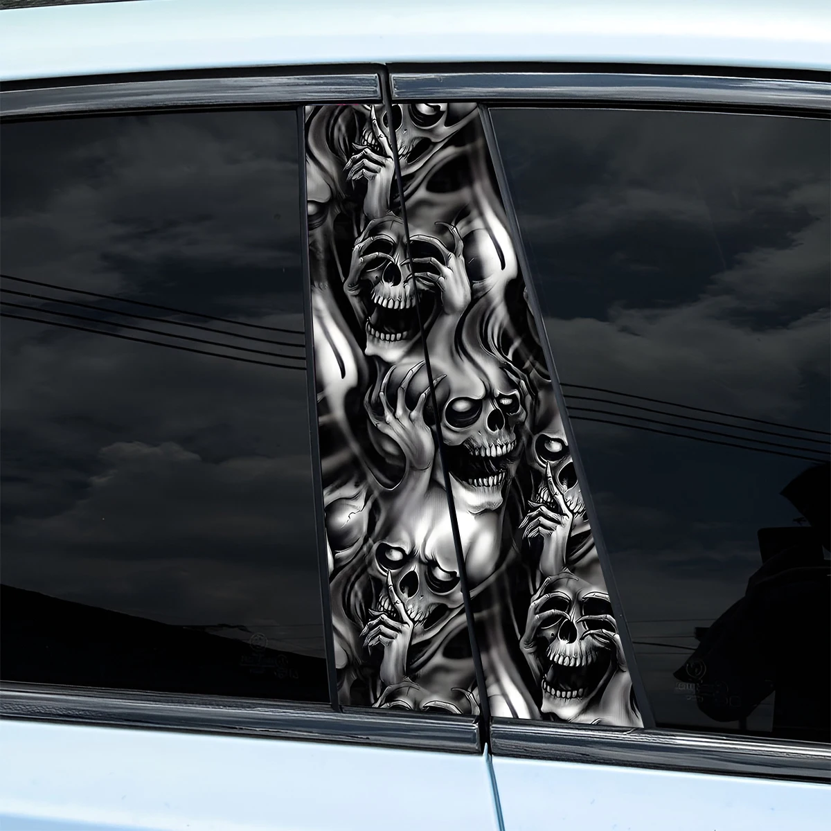 

Skeleton Car Stickers B-pillar Sunscreen DIY Auto Center Column Cover Scratches Cartoon Decoration Stickers Frighten Auto Access