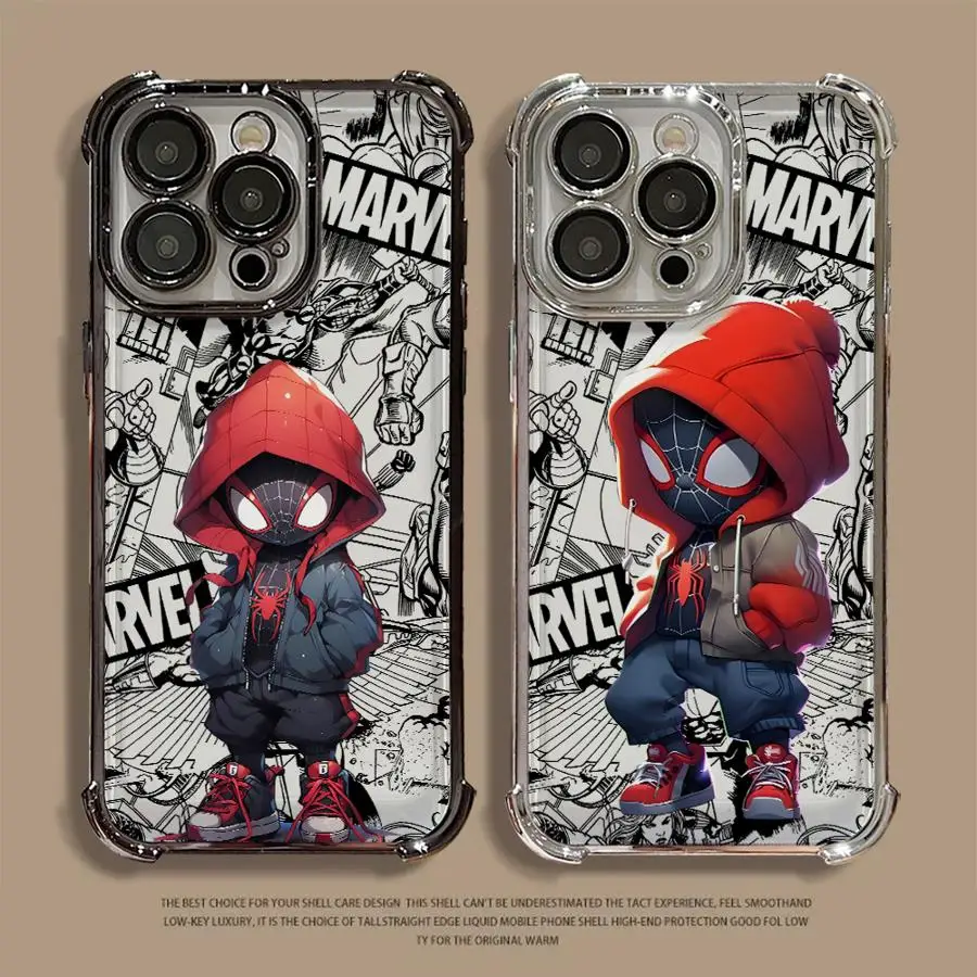 

Case for iPhone 13 15 Plus 11 16 Pro Max 12 16+ 14 Soft Phone Cover Cool Marvel Spider Man