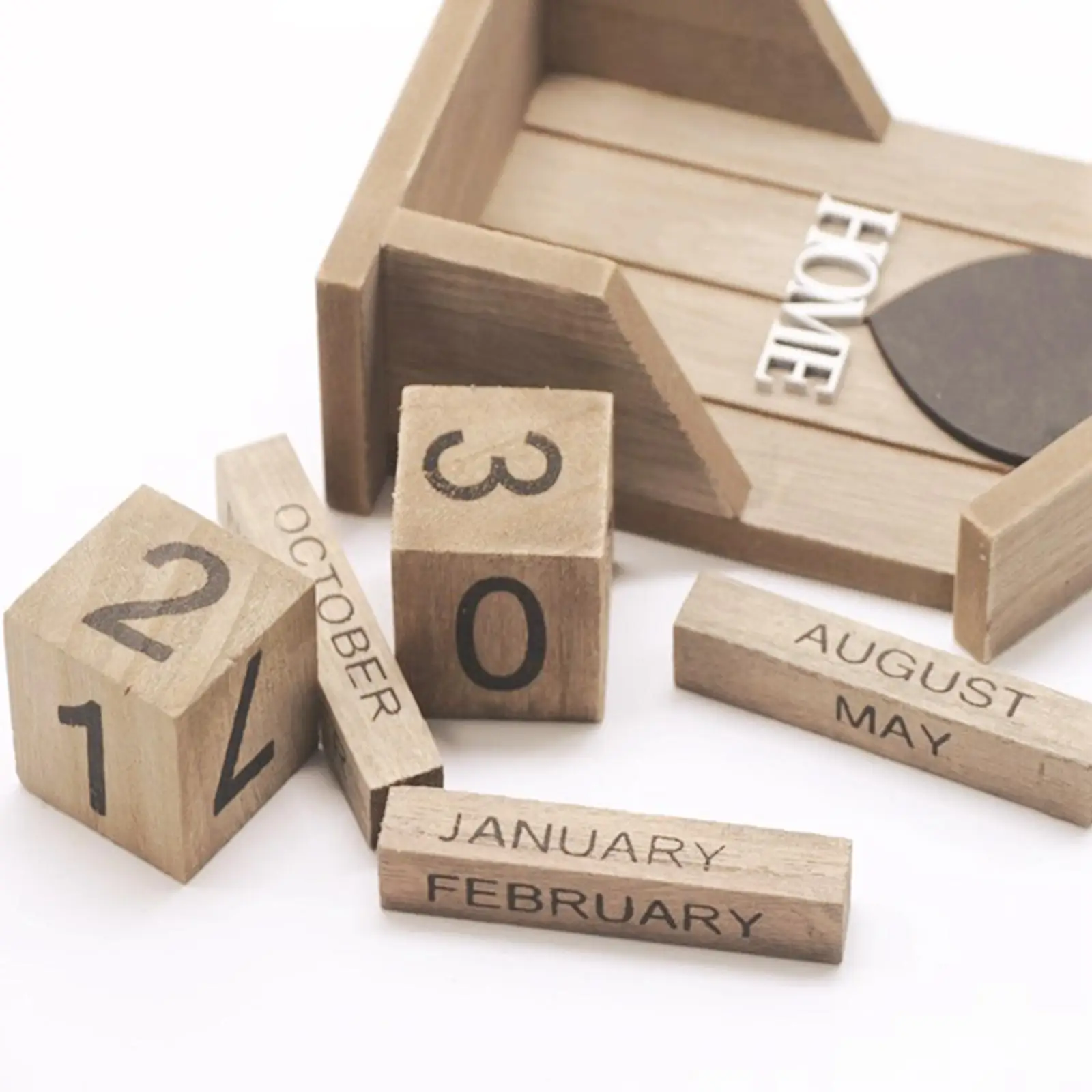 Wooden Block Perpetual Desk Calendar Number for Decoration