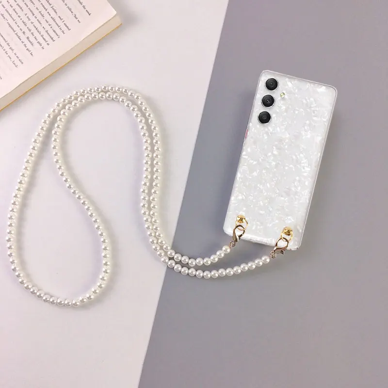 A54 Crossbody Pearl Lanyard Phone Case For Samsung A54 5G Case Chain Cover For Samsung Galaxy A54 A14 A34 A23 A03 A73 A53 Case