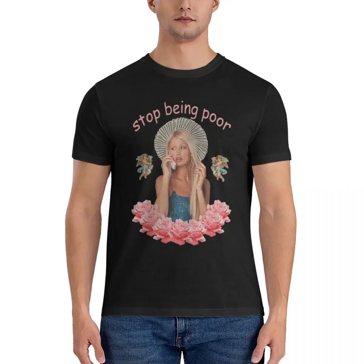 100% Cotton Paris Hilton 'Stop Being Poor' T-shirt Unisex Classic Oversized T Shirt Men crew Neck Summer Shirts Tops S-6XL