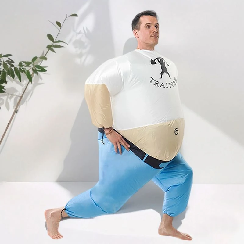 Inflatable Fitness Coach Chef Costume for Halloween Carnival Party Fitness Club Holiday Party Funny Adult Role Playing Game