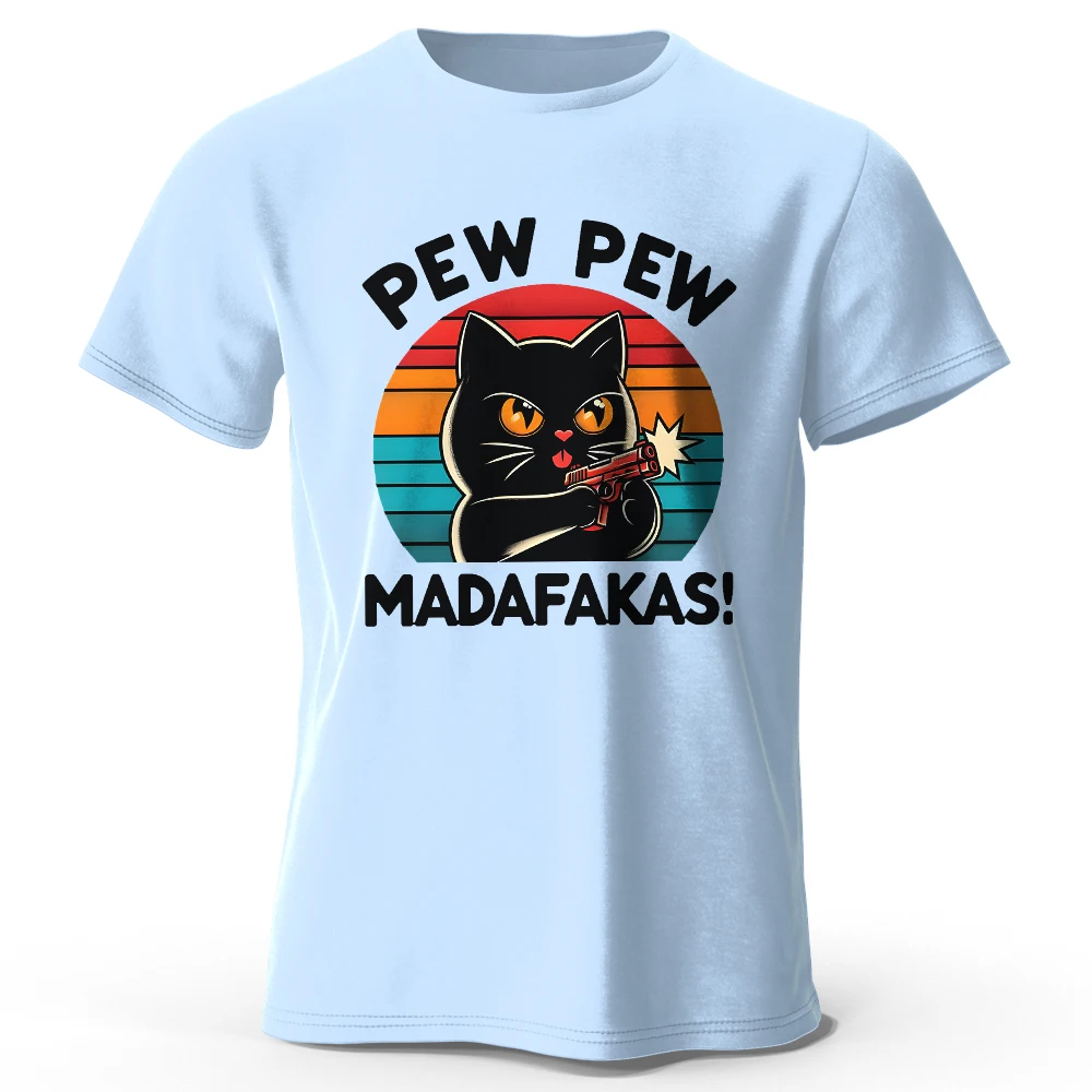 Cute Hand-Drawn Cat Doodle Print 100% Cotton T-Shirt, Ultra Soft Round Neck Short Sleeve Tee for Men & Women image 3
