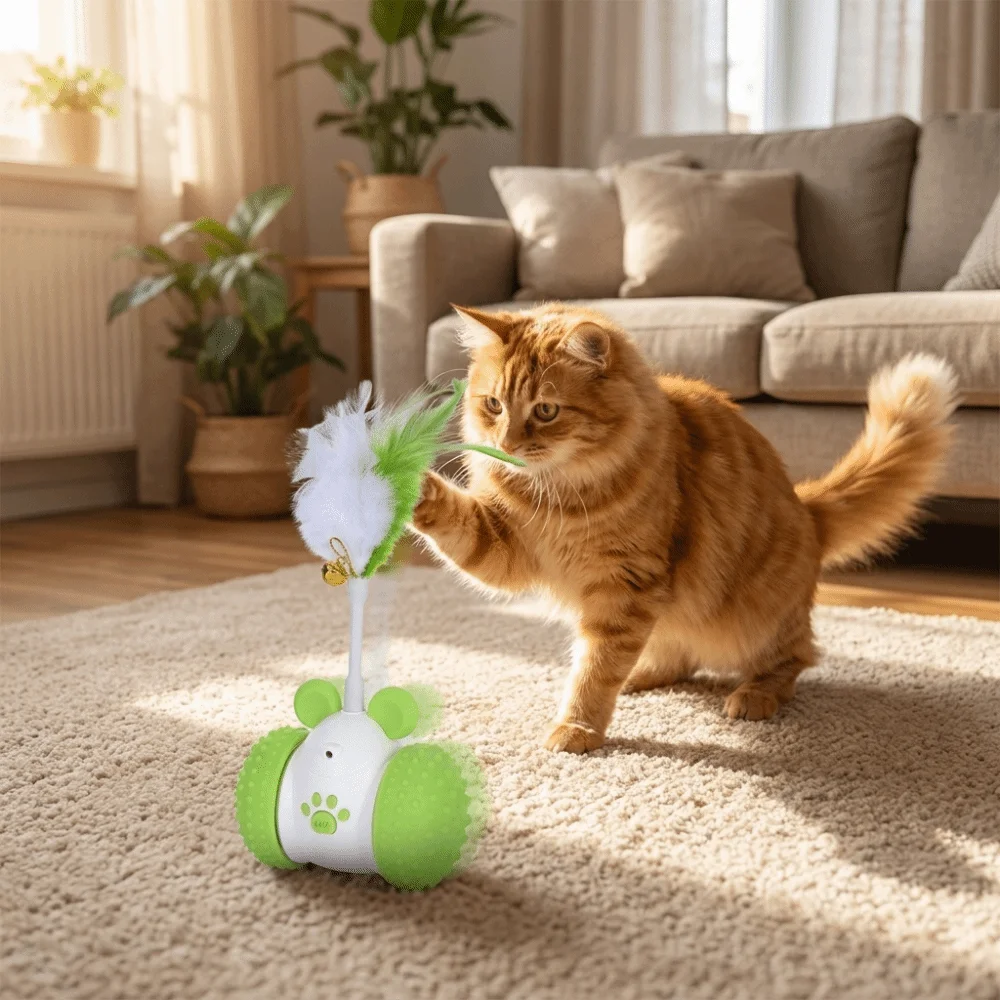 2 Play Mode Automatic Mouse Car Cat Intelligent Obstacle Avoidance USB Rechargeable Infrared Laser Cat Teasing Detachable Rod