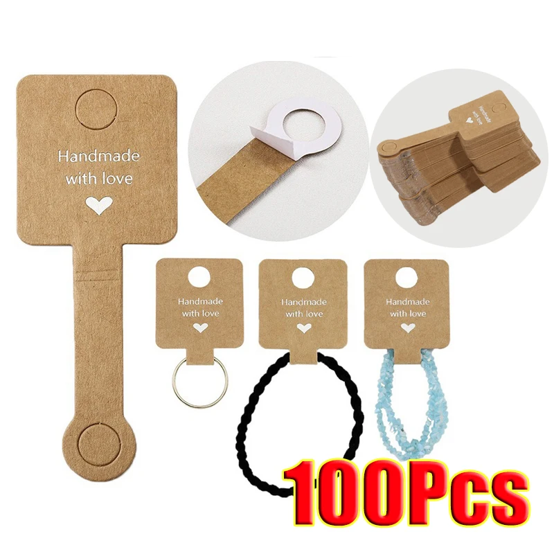 

100pcs Foldable Kraft Paper Packing Cards For DIY Jewelry Display Holders Handmade Necklace Bracelet Retail Price Tags
