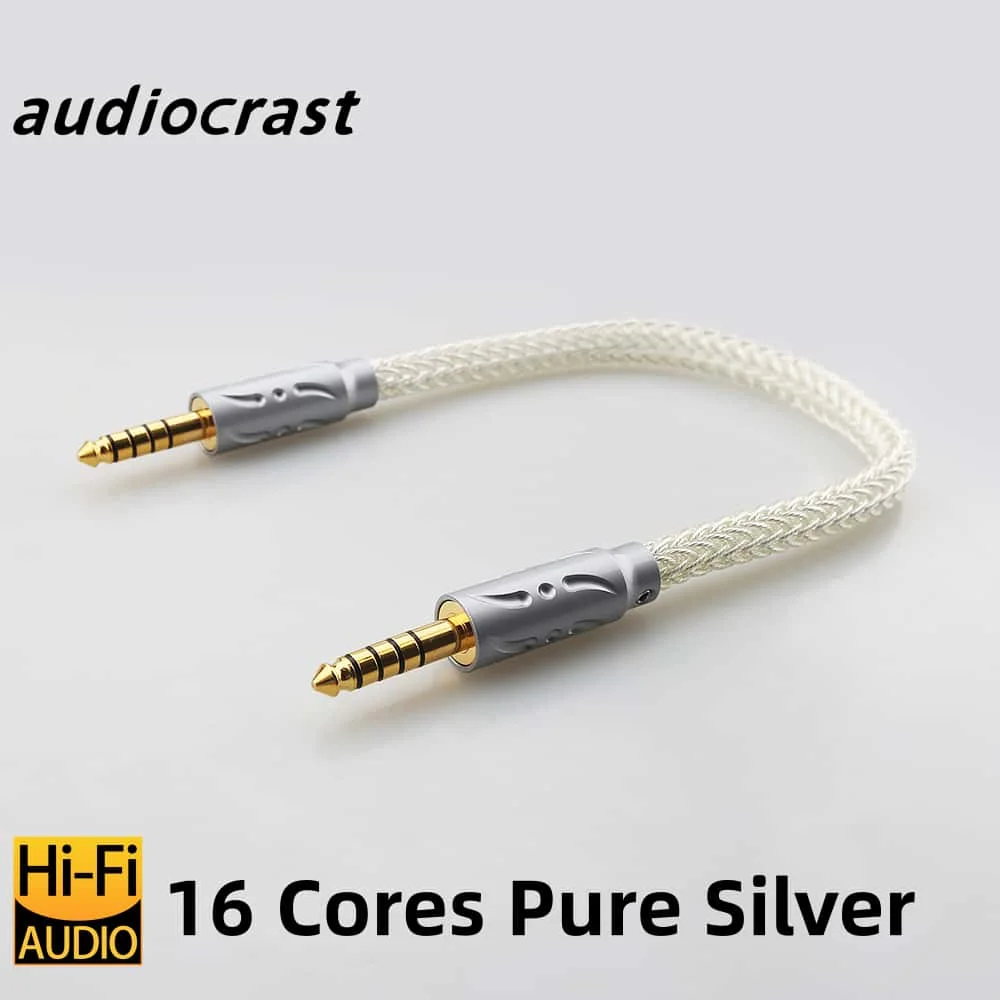 4.4mm Balanced Male to Male Audio Cable 16 Core Pure Silver Hifi Audiophile Short Interconnect for DAP Headphone Amplifier