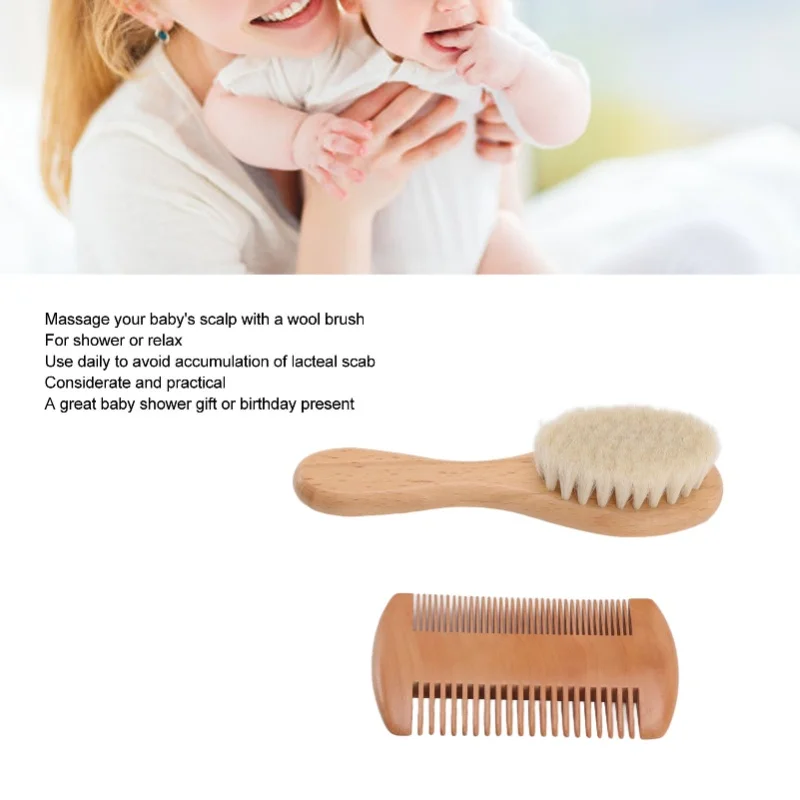 Oil head styling beard brush, soft and comfortable sheep mane beard brush, beard cleaning and care brush, baby bath wooden comb,