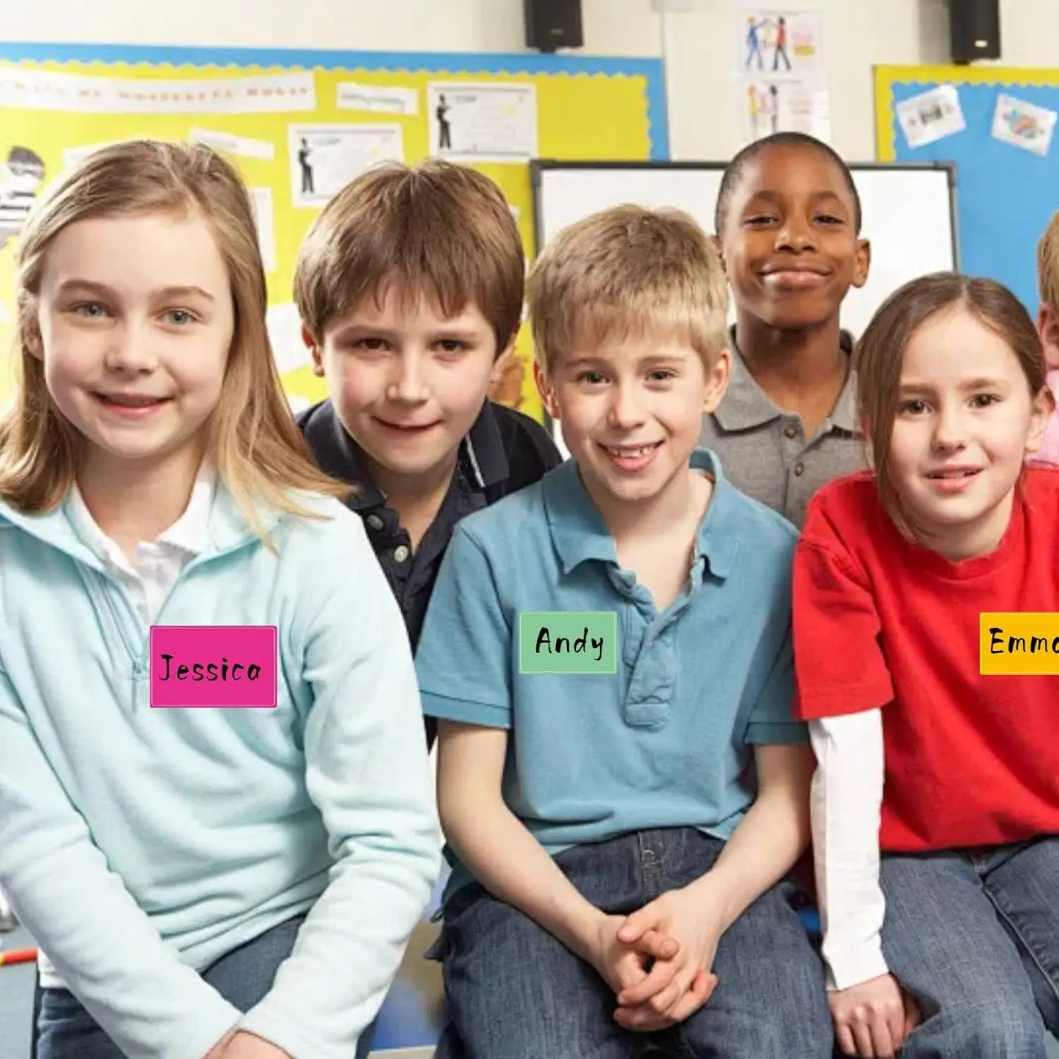 Colorful Name Tags 240 Pack with Pen for School Classroom Locker Office
