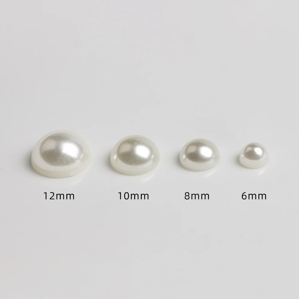 6-12mm Weiß Beige Imitation Perle Kunststoff Perlen Halb Runde Flatback Lose Perlen Für DIY Handwerk Nail art ornament Bekleidungs Accesso