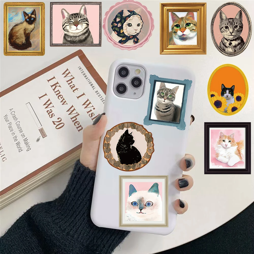 50PCS Cute Cat Sticker Notebook Gift Luggage Scrapbooking Stationery Waterproof Graffiti Coffee Phone Stationery Cartoon Sticker image 4