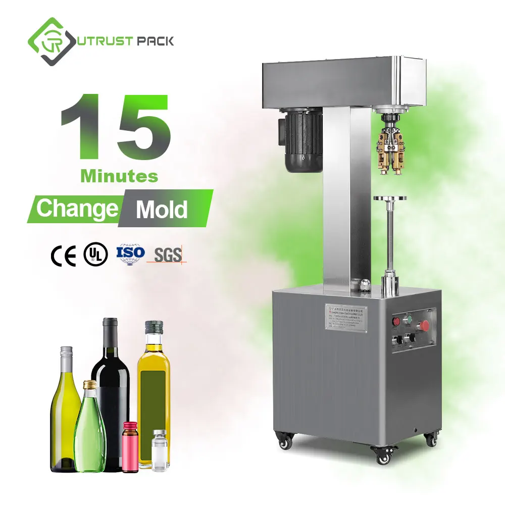Semi Automatic Twist Off Aluminum Lids For Glass/Metal/Plastic Bottles Closure Machine