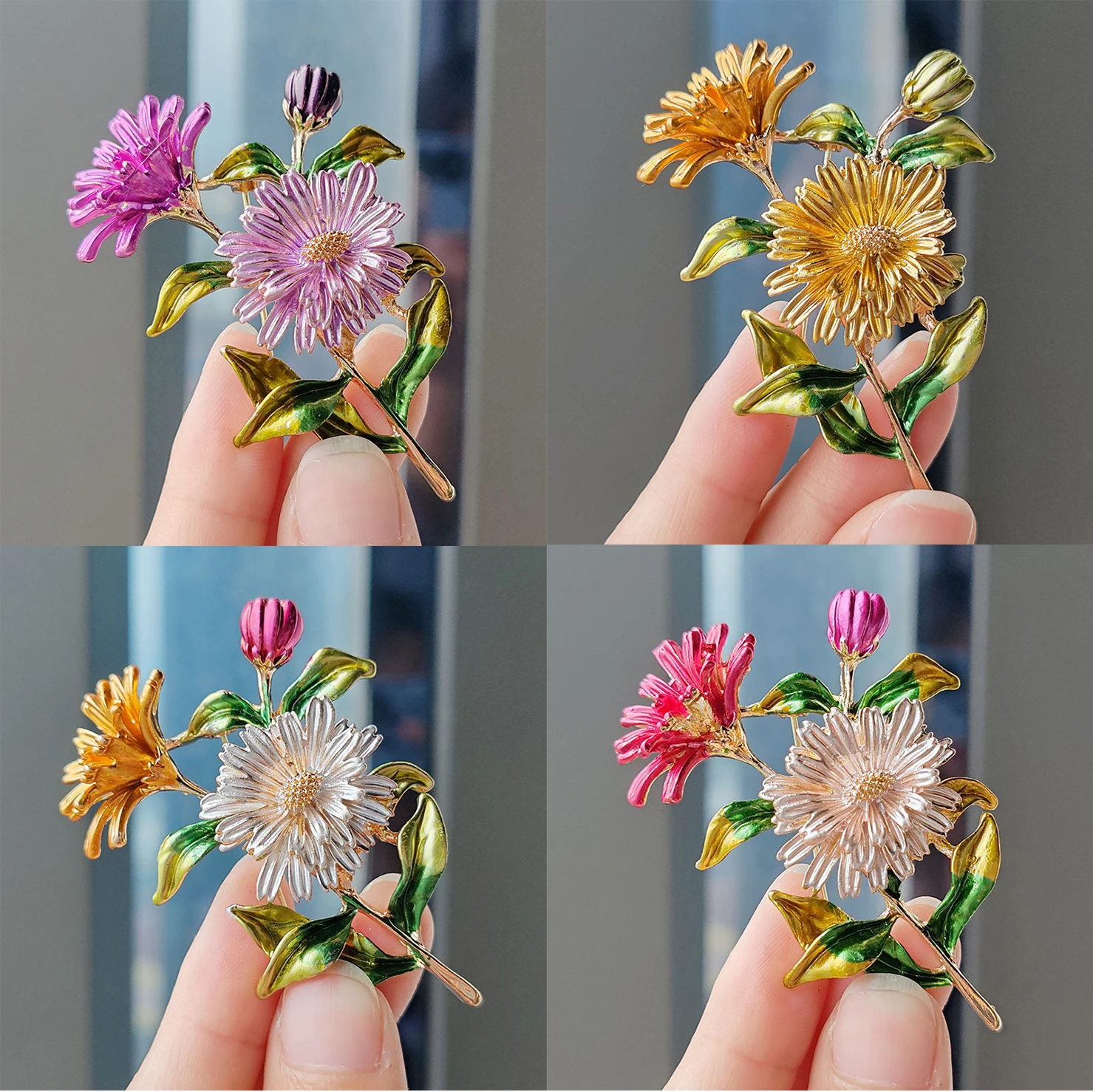 Cross border pastoral style hand-painted fashionable flower brooch for female niche high-end feel pins DIY high-end suit brooch