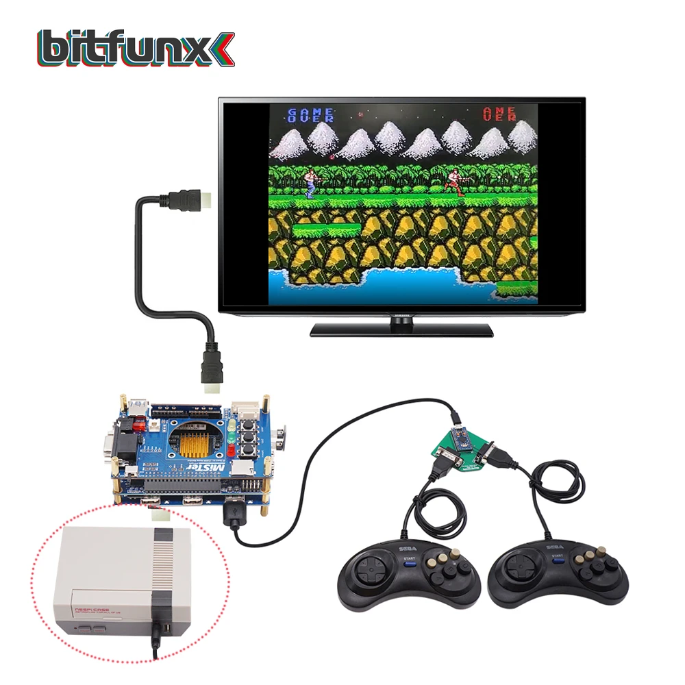 

Bitfunx Retro Game USB Controller Adapter Atari Joystick CD32 SNES SEGA MD Saturn TG16 for Raspberry Pi Mister FPGA PC Consoles