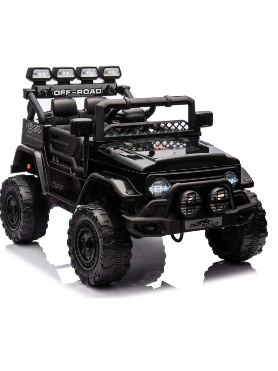 HAUSPROFI 12V Offroad-Elektroauto-Spielzeug für Kinder ab 3 Jahren, mit LED-Lichtern, Fernbedienung, Sicherheitsgurt, Bluetooth, 3 Geschwindigkeiten, Federung