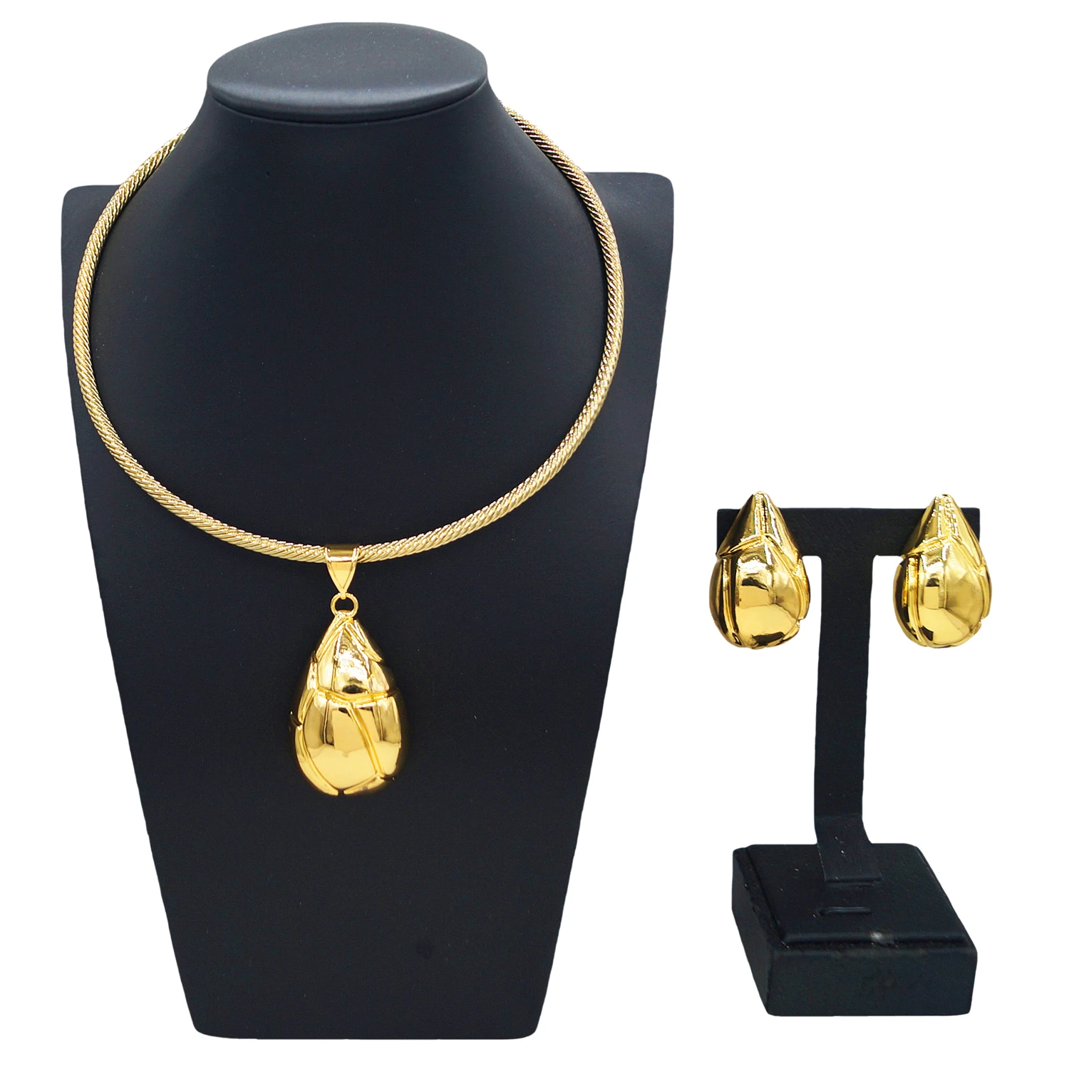 High-end fashion, gold-plated hollow jewelry two-piece set, African design, high-quality accessories, ladies' gathering party